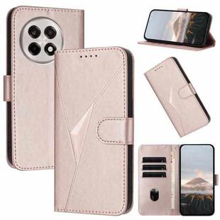 For OnePlus Ace 5 / 13R Global Triangle Pattern Buckle Clasp Leather Phone Case(Rose Gold)