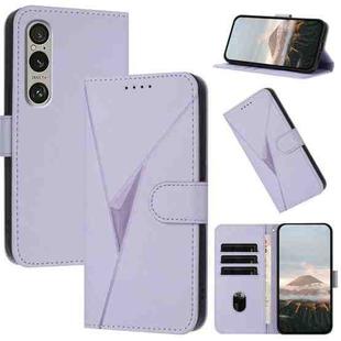 For Sony Xperia 1 VI Triangle Pattern Buckle Clasp Leather Phone Case(Light Purple)