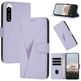 For Sony Xperia 5 IV Triangle Pattern Buckle Clasp Leather Phone Case(Light Purple)