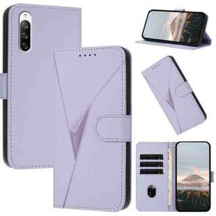 For Sony Xperia 10 III Triangle Pattern Buckle Clasp Leather Phone Case(Light Purple)