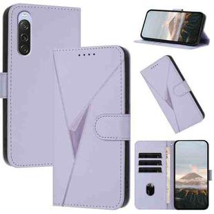 For Sony Xperia 10 V Triangle Pattern Buckle Clasp Leather Phone Case(Light Purple)