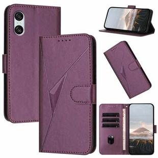 For Sony Xperia 10 VI Triangle Pattern Buckle Clasp Leather Phone Case(Dark Purple)