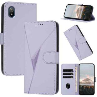 For Sony Xperia Ace III Triangle Pattern Buckle Clasp Leather Phone Case(Light Purple)