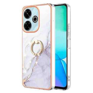 For Redmi 13 4G Electroplating Marble IMD TPU Phone Case with Ring Holder(White 006)