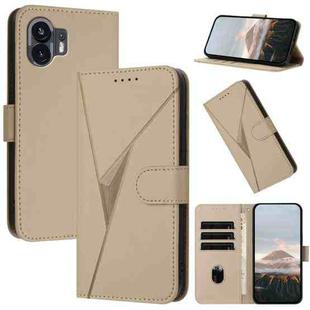 For Nothing Phone 2 Triangle Pattern Buckle Clasp Leather Phone Case(Gold)