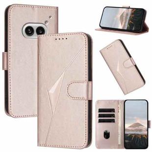 For Nothing Phone 2a Triangle Pattern Buckle Clasp Leather Phone Case(Rose Gold)