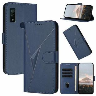 For Fujitsu Arrows WE F-51B Triangle Pattern Buckle Clasp Leather Phone Case(Royal Blue)