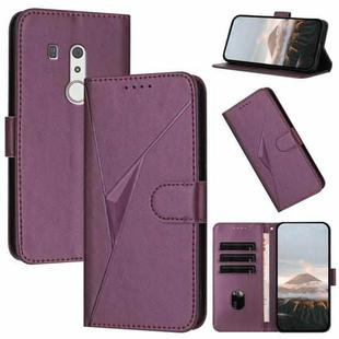 For Fujitsu Arrows BE3 F-02L Triangle Pattern Buckle Clasp Leather Phone Case(Dark Purple)