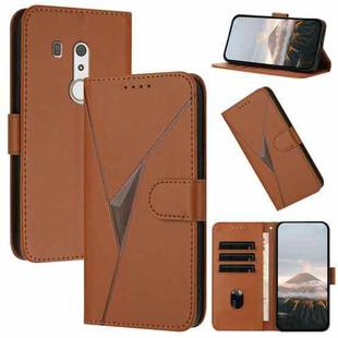 For Fujitsu Arrows BE3 F-02L Triangle Pattern Buckle Clasp Leather Phone Case(Brown)