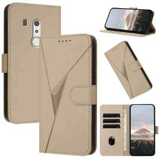 For Fujitsu Arrows BE3 F-02L Triangle Pattern Buckle Clasp Leather Phone Case(Gold)