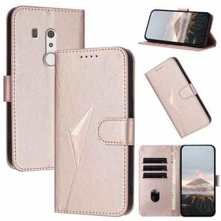 For Fujitsu Arrows BE3 F-02L Triangle Pattern Buckle Clasp Leather Phone Case(Rose Gold)