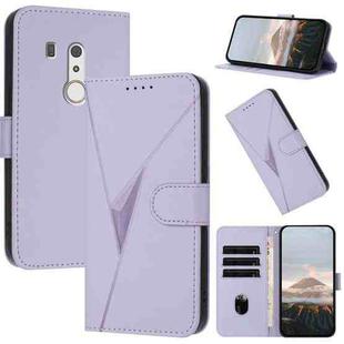 For Fujitsu Arrows BE3 F-02L Triangle Pattern Buckle Clasp Leather Phone Case(Light Purple)