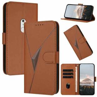 For Fujitsu Arrows Be4 Plus F-41B Triangle Pattern Buckle Clasp Leather Phone Case(Brown)