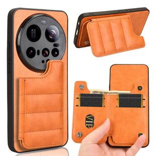 For Xiaomi 15 Ultra Cow Pattern Sewing Card Bag Phone Case(Orange)