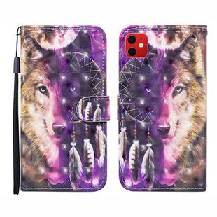 For iPhone 12 mini 3D Painted Pattern Horizontal Flip Leather Case with Holder & Wallet & Card slot & Lanyard(Wind Chime Wolf)