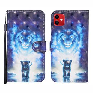 For iPhone 12 mini 3D Painted Pattern Horizontal Flip Leather Case with Holder & Wallet & Card slot & Lanyard(Lion)