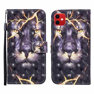 For iPhone 12 mini 3D Painted Pattern Horizontal Flip Leather Case with Holder & Wallet & Card slot & Lanyard(Thunder Lion)