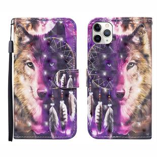 For iPhone 12 / 12 Pro 3D Painted Pattern Horizontal Flip Leather Case with Holder & Wallet & Card slot & Lanyard(Wind Chime Wolf)