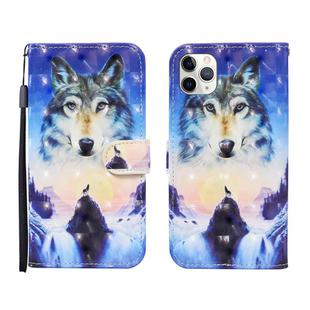 For iPhone 12 / 12 Pro 3D Painted Pattern Horizontal Flip Leather Case with Holder & Wallet & Card slot & Lanyard(Sunrise Wolf)