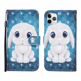 For iPhone 12 / 12 Pro 3D Painted Pattern Horizontal Flip Leather Case with Holder & Wallet & Card slot & Lanyard(Rabbit)