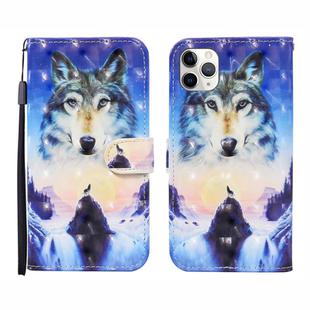 For iPhone 12 Pro Max 3D Painted Pattern Horizontal Flip Leather Case with Holder & Wallet & Card slot & Lanyard(Sunrise Wolf)