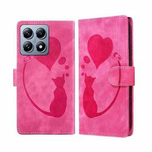 For Xiaomi 14T Pen Heart Cat Embossed Leather Phone Case(Pink)