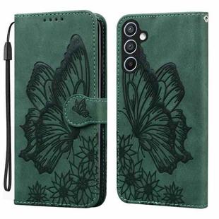 For Samsung Galaxy S25 5G Retro Skin Feel Butterflies Embossing Horizontal Flip Leather Phone Case(Green)