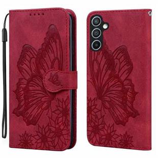 For Samsung Galaxy S25 5G Retro Skin Feel Butterflies Embossing Horizontal Flip Leather Phone Case(Red)