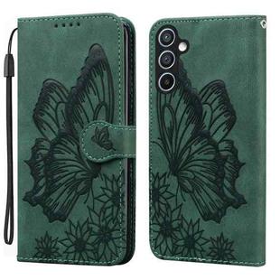 For Samsung Galaxy S25+ 5G Retro Skin Feel Butterflies Embossing Horizontal Flip Leather Phone Case(Green)