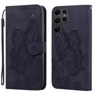 For Samsung Galaxy S25 Ultra 5G Retro Skin Feel Butterflies Embossing Horizontal Flip Leather Phone Case(Black)