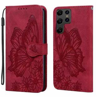 For Samsung Galaxy S25 Ultra 5G Retro Skin Feel Butterflies Embossing Horizontal Flip Leather Phone Case(Red)