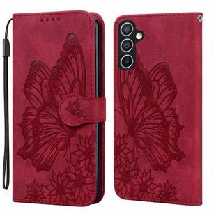 For Samsung Galaxy S25 FE 5G Retro Skin Feel Butterflies Embossing Horizontal Flip Leather Phone Case(Red)