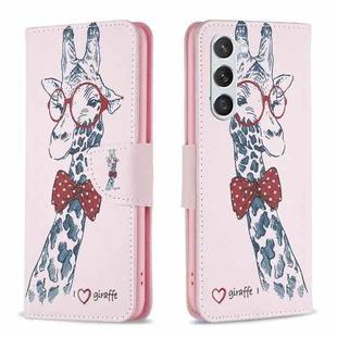 For Samsung Galaxy S25 5G Colored Drawing Pattern Leather Phone Case(Giraffe)