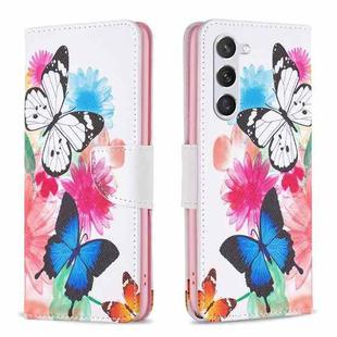 For Samsung Galaxy S25 5G Colored Drawing Pattern Leather Phone Case(Butterflies)