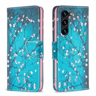 For Samsung Galaxy S25+ 5G Colored Drawing Pattern Leather Phone Case(Plum Blossom)