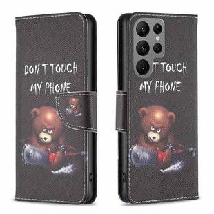 For Samsung Galaxy S25 Ultra 5G Colored Drawing Pattern Leather Phone Case(Bear)