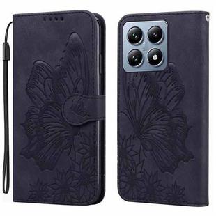 For Xiaomi 14T Retro Skin Feel Butterflies Embossing Horizontal Flip Leather Phone Case(Black)