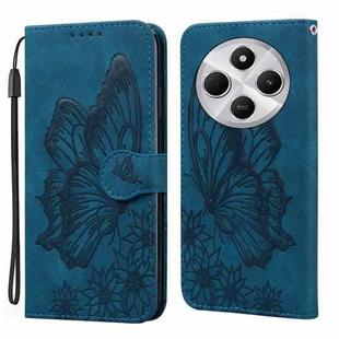 For Xiaomi Poco C75 Retro Skin Feel Butterflies Embossing Horizontal Flip Leather Phone Case(Blue)