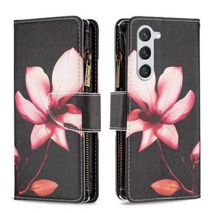 For Samsung Galaxy S25 5G Colored Drawing Pattern Zipper Leather Phone Case(Lotus)
