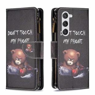 For Samsung Galaxy S25 5G Colored Drawing Pattern Zipper Leather Phone Case(Bear)