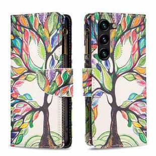 For Samsung Galaxy S25+ 5G Colored Drawing Pattern Zipper Leather Phone Case(Big Tree)