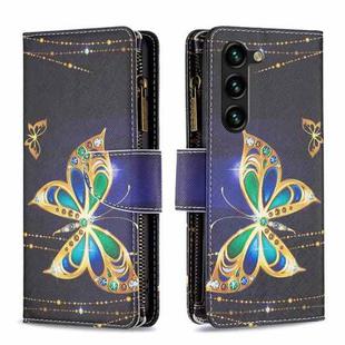 For Samsung Galaxy S25+ 5G Colored Drawing Pattern Zipper Leather Phone Case(Big Butterfly)