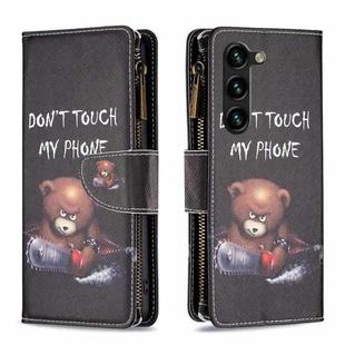 For Samsung Galaxy S25+ 5G Colored Drawing Pattern Zipper Leather Phone Case(Bear)