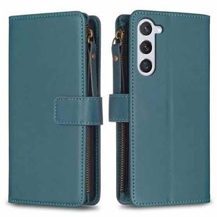For Samsung Galaxy S25 5G 9 Card Slots Zipper Wallet Leather Flip Phone Case(Green)