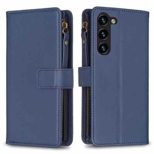 For Samsung Galaxy S25+ 5G 9 Card Slots Zipper Wallet Leather Flip Phone Case(Blue)