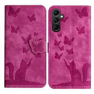 For Samsung Galaxy S25 FE 5G Butterfly Cat Embossing Flip Leather Phone Case(Pink)