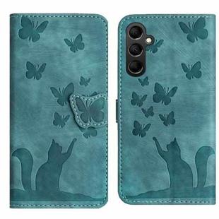 For Samsung Galaxy S25 FE 5G Butterfly Cat Embossing Flip Leather Phone Case(Wathet)