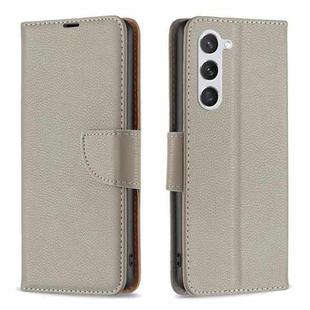 For Samsung Galaxy S25 5G Litchi Texture Pure Color Flip Leather Phone Case(Grey)