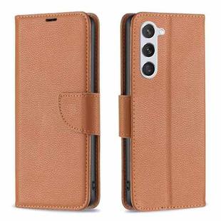 For Samsung Galaxy S25 5G Litchi Texture Pure Color Flip Leather Phone Case(Brown)