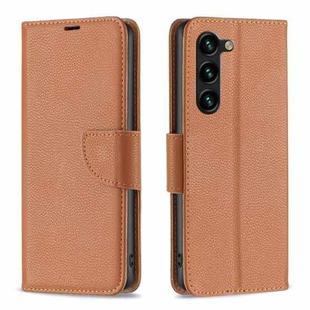 For Samsung Galaxy S25+ 5G Litchi Texture Pure Color Flip Leather Phone Case(Brown)
